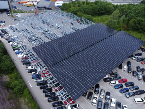 Zonneoverkappingsysteem met geïntegreerde Fastslide
