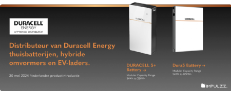 Impulzz ESS aangewezen als distributeur voor Nederland van de Duracell Energy productlijn